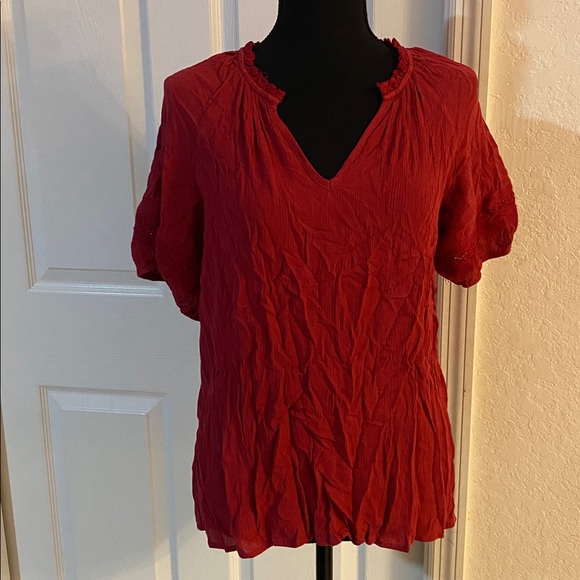 MARKET & SPRUCE Jacqui Crochet Top Burgundy - LP - Picture 5 of 11